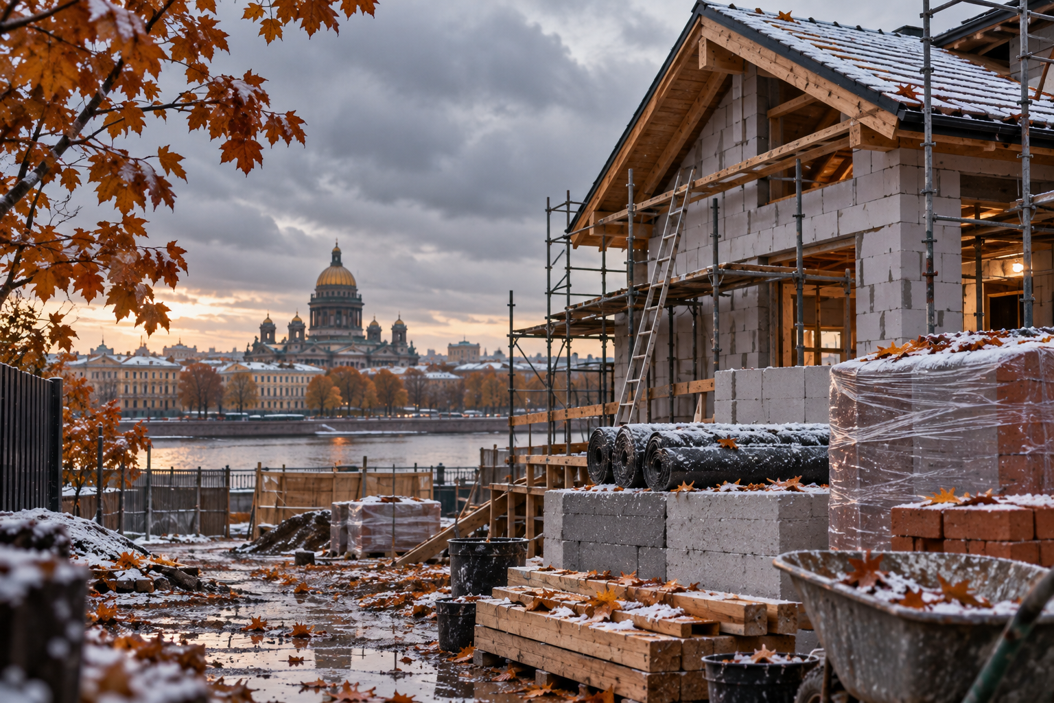 Строительство дома осенью 2026 в СПб: что можно делать